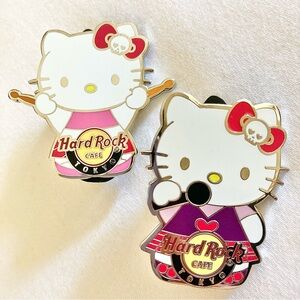 💎LIMITED EDITION 300 Tokyo Hard Rock Cafe ‘09 Hello Kitty Pins Set of 2